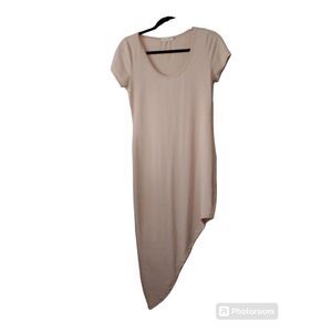 NWOT Hearts Hips Asymmetrical Midi Dress Size L Beige